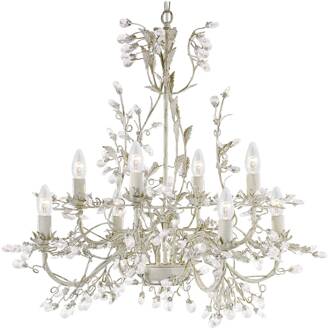 Searchlight Kroonluchter Almandite, 8-lamps beige, goud, helder