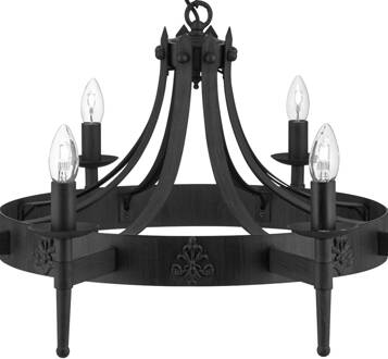 Searchlight Kroonluchter Cartwheel II, 8-lamps zwart