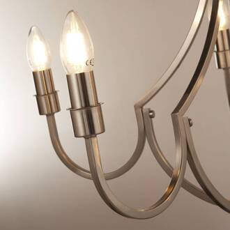 Searchlight Kroonluchter Lodge, 5-lamps, zilver zilver gesatineerd