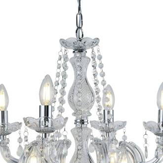 Searchlight Kroonluchter MARIE THERESE, 12-lichts, chroom chroom, transparant