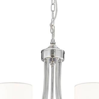 Searchlight Kroonluchter Nina, 5-lamps chroom, wit, transparant