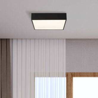 Searchlight LED badkamer plafondlamp Zeus, zwart, lengte 30 cm, metaal zwart, opaal