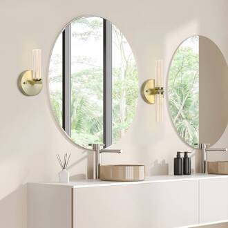 Searchlight LED badkamer wandlamp Aberdeen, hoogte 24 cm, messingkleurig metaal satijnmessing, helder