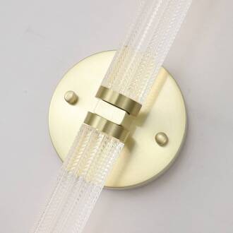 Searchlight LED badkamer wandlamp Aberdeen, hoogte 34 cm, messingkleurig, 2-lamps. satijnmessing, helder