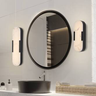 Searchlight LED badkamer wandlamp Opaline, hoogte 35 cm, zwart, metaal/hars zwart, wit