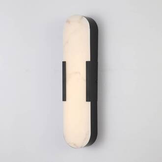 Searchlight LED badkamer wandlamp Opaline, hoogte 50 cm, zwart, metaal/hars zwart, wit