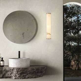 Searchlight LED badkamer wandlamp Wales, goud/gemarmerd, 35 cm staal/hars mat goud, wit gemarmerd