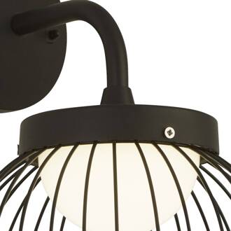 Searchlight LED buiten wandlamp X Cabin, IP44, zwart, metaal zwart, opaalwit