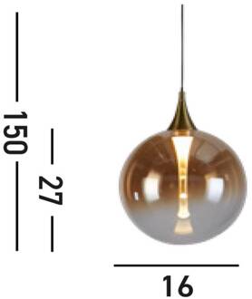 Searchlight LED hanglamp Alchemy, 1-lamp, zwart, amber, glas amber, zwart, messing