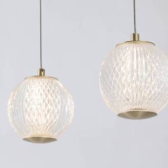 Searchlight LED hanglamp Allure, 5-lamps, lang, messingkleurig, acryl messing, transparant