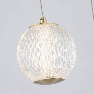 Searchlight LED hanglamp Allure, 5-lamps, rond, messingkleurig, acryl messing, transparant