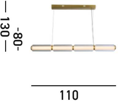 Searchlight LED hanglamp Mod, messingkleurig, dimbaar in 3 stappen, staal messing, transparant, wit