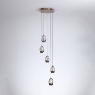 Searchlight LED hanglamp Seeds, Ø 30 cm, crèmekleurig, glas, 5-lamps.