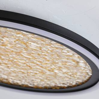 Searchlight LED plafondlamp Luna, Ø 30 cm, zwart/goudkleurig, metaal zwart, goud