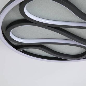 Searchlight LED plafondlamp Zendisc, motief druppels, Ø 39 cm, zwart zwart mat, wit