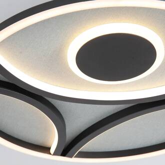 Searchlight LED plafondlamp Zendisc, motief halve cirkel, Ø 39 cm, zwart zwart mat, wit