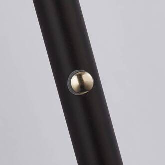 Searchlight LED vloerlamp Frisbee met glazen kap mat zwart, rookgrijs