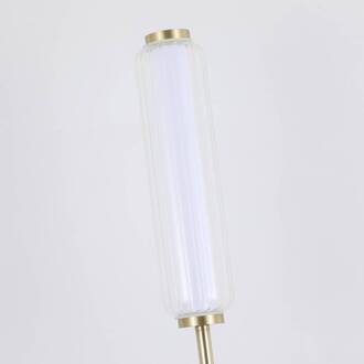 Searchlight LED vloerlamp Mod, messingkleurig, dimbaar in 3 stappen, staal messing, transparant, wit