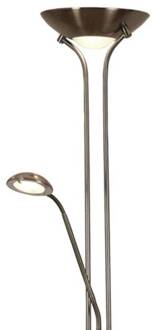 Searchlight LED vloerlamp Moeder & Kind, messing, leeslamp, dimbaar antiek messing