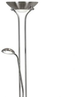 Searchlight LED vloerlamp Moeder & Kind, zilver, leeslamp, dimbaar zilver gesatineerd