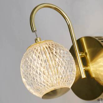 Searchlight LED wandlamp Allure messing, staal, acryl, schakelaar messing, transparant