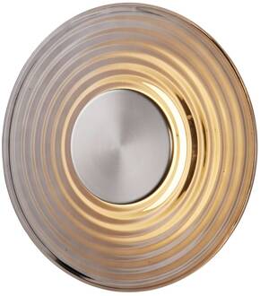 Searchlight LED wandlamp Cleo, grijs/nikkelkleurig, Ø 30 cm, glas grijs, nikkel gesatineerd