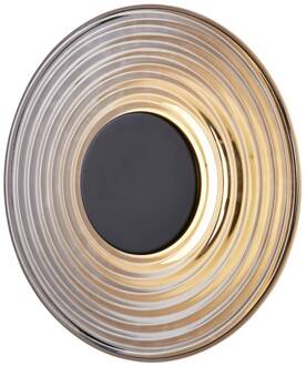 Searchlight LED wandlamp Cleo, rookgrijs/matzwart, Ø 30 cm, glas rookgrijs, mat zwart