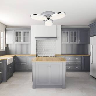 Searchlight Lori LED plafondlamp, 3-lamps, Ø 44 cm, chroom/rozet, glas chroom, helder