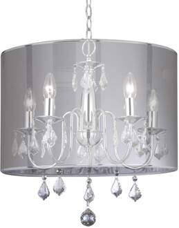 Searchlight Moderne kroonluchter OLIVIA chroom, helder, zilver metallic