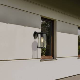 Searchlight Pagoda buitenwandlamp, IP44, zwart, metaal, E27 zwart, helder