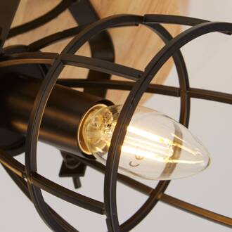 Searchlight Plafondlamp Cage II 3-lamps bruin, zwart