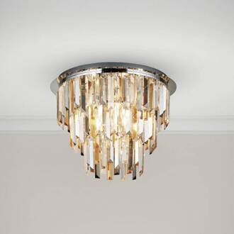 Searchlight Plafondlamp Clarissa met kristallen chroom, helder, amber, rookgrijs