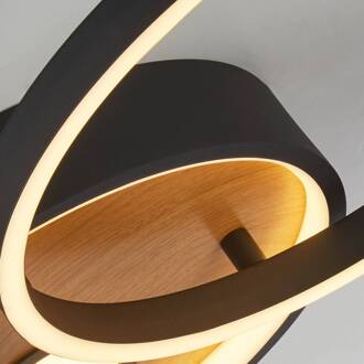 Searchlight Plafondlamp Curio Inbouw, houtlook zwart, licht hout