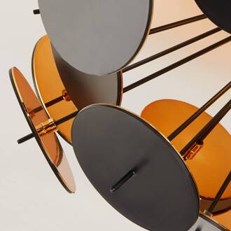 Searchlight Plafondlamp Discus, 3-lamps zwart, goud