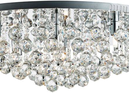 Searchlight Plafondlamp Hanna chroom kristallen bollen 80 cm chroom, helder