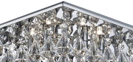 Searchlight Plafondlamp Hanna met kristallen prisma's, 44x44cm chroom