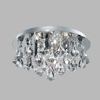 Searchlight Plafondlamp Hanna, rond IP44, 38cm chroom Piramide chroom, helder