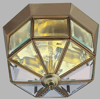 Searchlight Plafondlamp Inbouw klassiek messing antiek, achthoekig antiek messing, helder