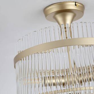 Searchlight Plafondlamp Lara, Ø 35 cm, goudkleurig/helder, glas/metaal helder, goudkleurig