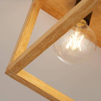 Searchlight Plafondlamp Square van bamboe, 4-lamps licht hout