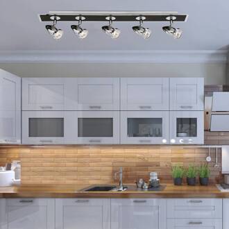 Searchlight Plafondspot LATISA, 5-lichts chroom, zwart