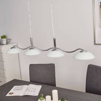 Searchlight Priscilla - gebogen hanglamp, 4-lichts chroom, mat wit