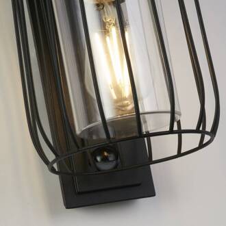 Searchlight Riet buitenwandlamp, IP44, zwart, metaal zwart, helder