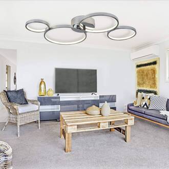 Searchlight Ringvormige LED plafondlamp Solexa in chroomoptiek chroom, gesatineerd