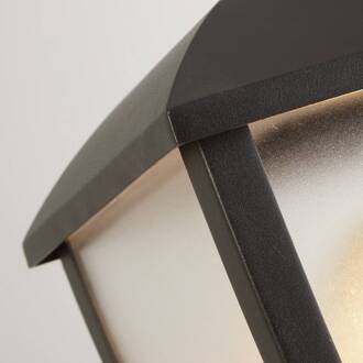 Searchlight Seattle sokkellamp, IP44, zwart, hoogte 45 cm, metaal zwart, opaal mat