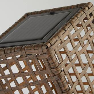 Searchlight Solar LED terraslamp Marcjanna, bruin, rotan, 47 cm bruin, grijs