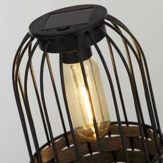 Searchlight Solar LED terraslamp Tahoa, 26 cm, grijs, rotan, IP44 grijs, zwart