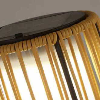 Searchlight Solar LED vloerlamp Livay, oker, rotan, 68 cm, IP44 oker, zwart