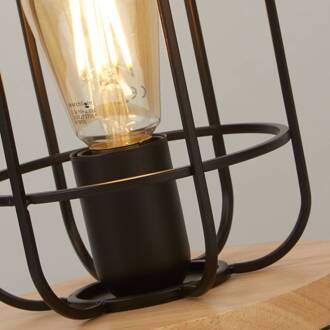 Searchlight Tafellamp Cage II met kooikap bruin, zwart