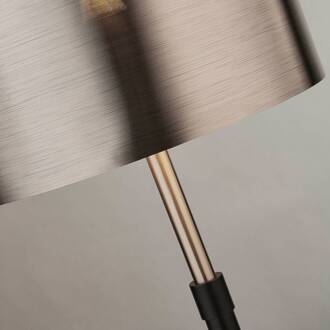 Searchlight Tafellamp Column, kap zwart-chroom zwart mat, zwart-chroom geborsteld